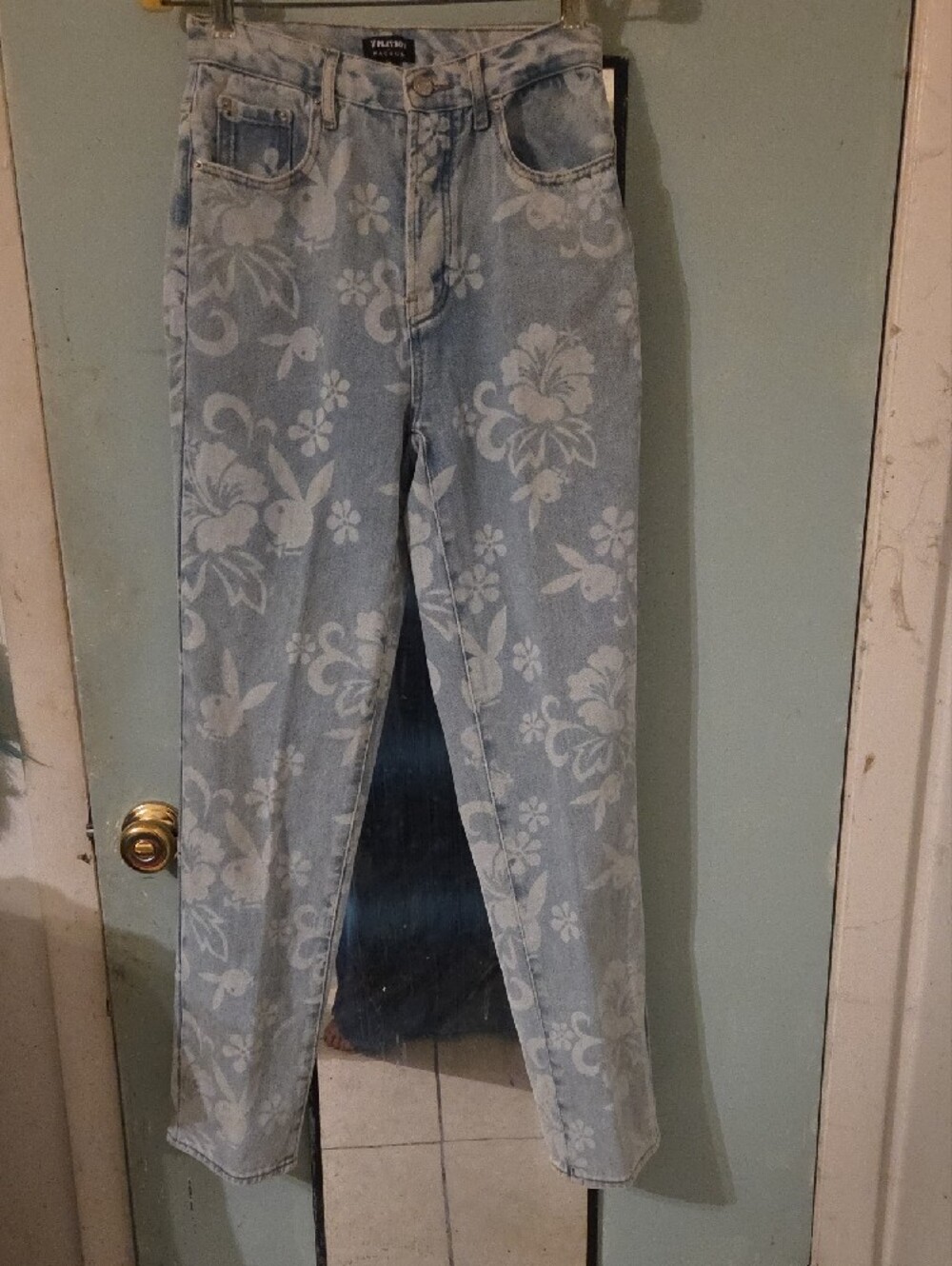 PLAYBOY Light Blue Floral High-Rise Jeans